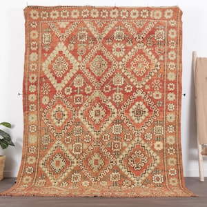 Vintage Marokkanischer Teppich, Pfirsich Boujaad Teppich 1,7 x 2,5 cm
