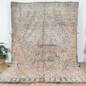Alfombra marroquí vintage, alfombra Peach Boujaad 7x10 FT