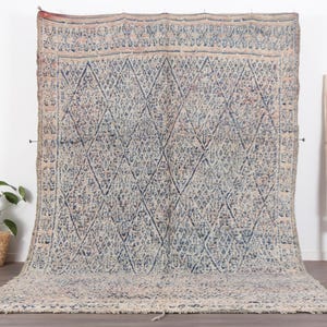 Vintage Boujaad rug , Peach Moroccan rug 7x11 FT