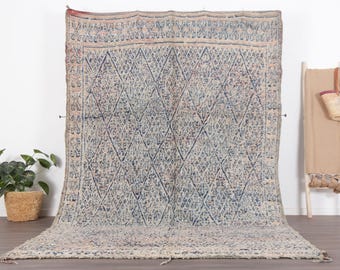 Vintage Boujaad rug , Peach Moroccan rug 7x11 FT