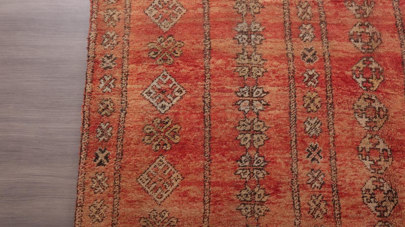 Vintage Moroccan rug - Red Boujaad rug - Berber Carpet - Handmade rug - Funky rug - Large Area rug - Morrocan rug 7x12 - Shag rug - 70s rug image 6