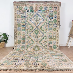 Vintage Marokkanischer Teppich - Pfirsich Boujaad Teppich - Handgemachter Teppich - 70er Teppich - Bunter Teppich - 150 x 300 cm Marokkanischer Teppich