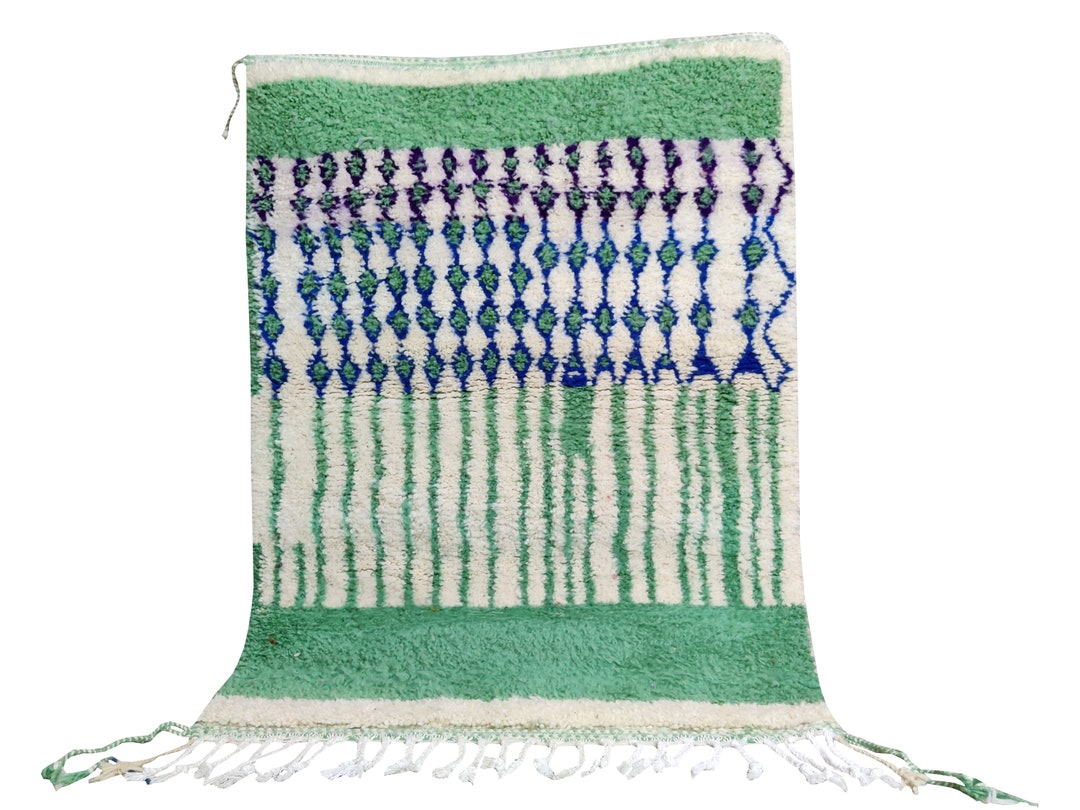 Moroccan Rug Green Moroccan Rug Teal Hand Knotted Wool Rug Etsy