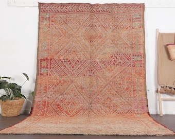 tapis marocain vintage - tapis Boujaad pêche - tapis fait main - tapis des années 70 - tapis coloré - tapis marocain 6 x 11 pieds - tapis de salon - Teppich