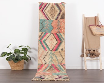 vintage moroccan runner rug - hallway runner rug moroccan - berber runner rug - Vintage Runner rug 2x10 - Stairs runner rug - Boujaad rug