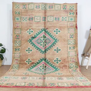 Alfombra marroquí de melocotón, alfombra Vintage Boujaad 6x10 FT