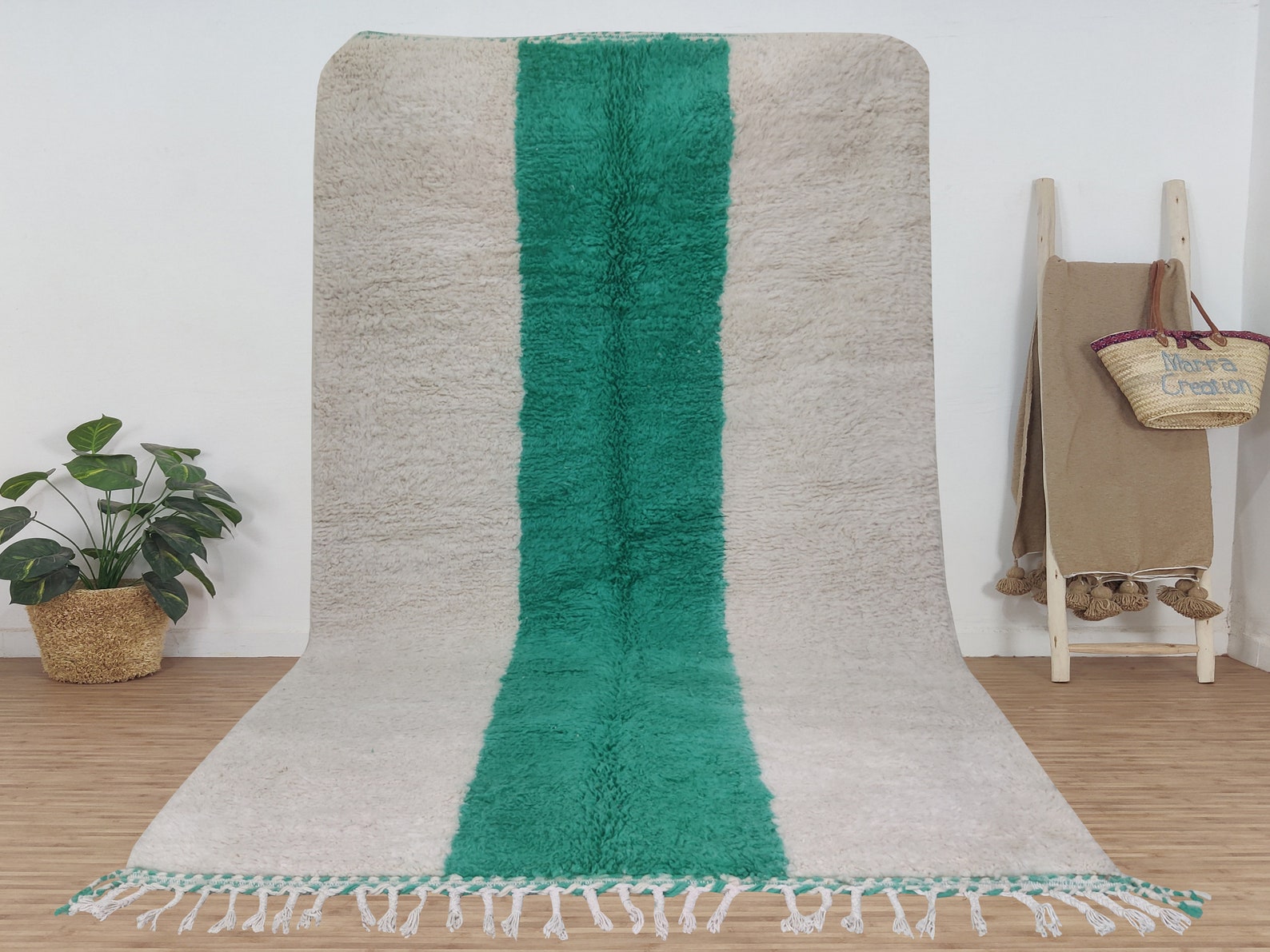 Teal Stripe Moroccan Mrirt Rug