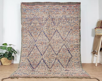 Vintage Moroccan rug, Peach Boujaad rug 6x9 FT