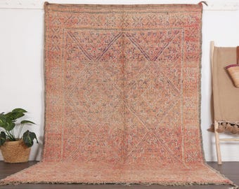 Alfombra marroquí vintage - Alfombra Boujaad color melocotón - Alfombra hecha a mano - Alfombra de los años 70 - Alfombra colorida - Alfombra marroquí de 1,8 x 3,35 m - Alfombra para sala de estar - Teppich