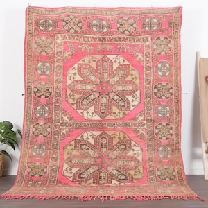 Vintage Moroccan rug - Pink Boujaad rug - 70s rug - Boho rug - Morrocan carpet - Berber rug - Moroccan rug 6x90 - Living room rug - Teppich