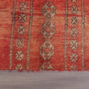 Vintage Moroccan rug - Red Boujaad rug - Berber Carpet - Handmade rug - Funky rug - Large Area rug - Morrocan rug 7x12 - Shag rug - 70s rug image 10