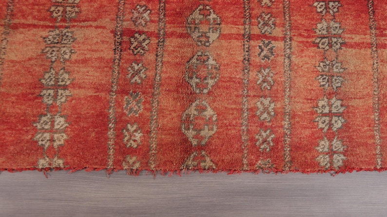 Vintage Moroccan rug - Red Boujaad rug - Berber Carpet - Handmade rug - Funky rug - Large Area rug - Morrocan rug 7x12 - Shag rug - 70s rug image 10