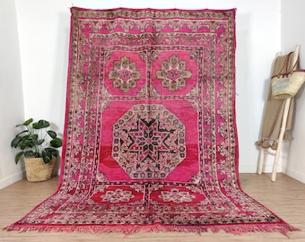 Pink rug - Pink Moroccan rug - Vintage Boujaad rug 6x9 - Colorful rug - Decorative rug - Moroccan woolen rug - teppich