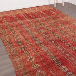 Vintage Moroccan rug - Red Boujaad rug - Berber Carpet - Handmade rug - Funky rug - Large Area rug - Morrocan rug 7x12 - Shag rug - 70s rug image 4