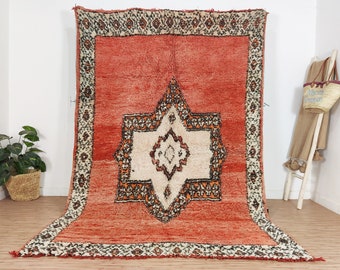 Orange Moroccan rug - Vintage Boujaad rug - Morrocan rug 6x9 - Berber rug - Colorful rug - 70s rug - Bohemian rug