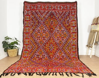Red Moroccan rug, Vintage Boujaad rug 6x10 FT