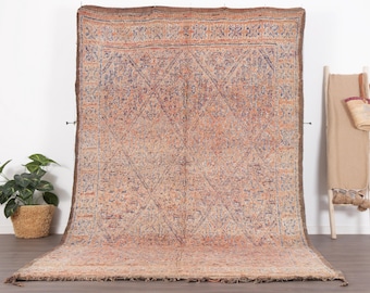 Peach Moroccan rug, Beni mguild rug 6x11 FT