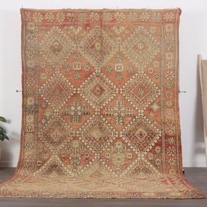 Alfombra Boujaad vintage, alfombra marroquí color melocotón, 1,8 x 3 m