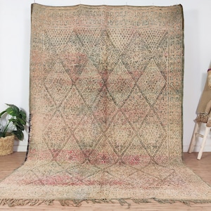 Alfombra Boujaad vintage, alfombra marroquí color melocotón, 1,8 x 3 m