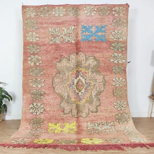 Vintage Marokkanischer Teppich - Berber Teppich - Pinker Boujaad Teppich - Marokkanischer Teppich 6x25 - Funky Teppich - Shag Teppich - Boho Teppich