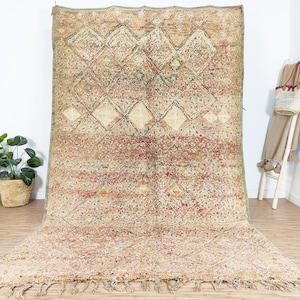Vintage Moroccan rug, Peach Boujaad rug 6x10 FT