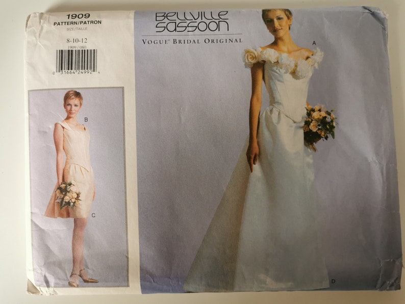 Vogue Sewing pattern Vogue 1909 Bellville Sassoon WeddingBridesmaid Dress Pattern 08 10 12 Complete with Instructions 1997