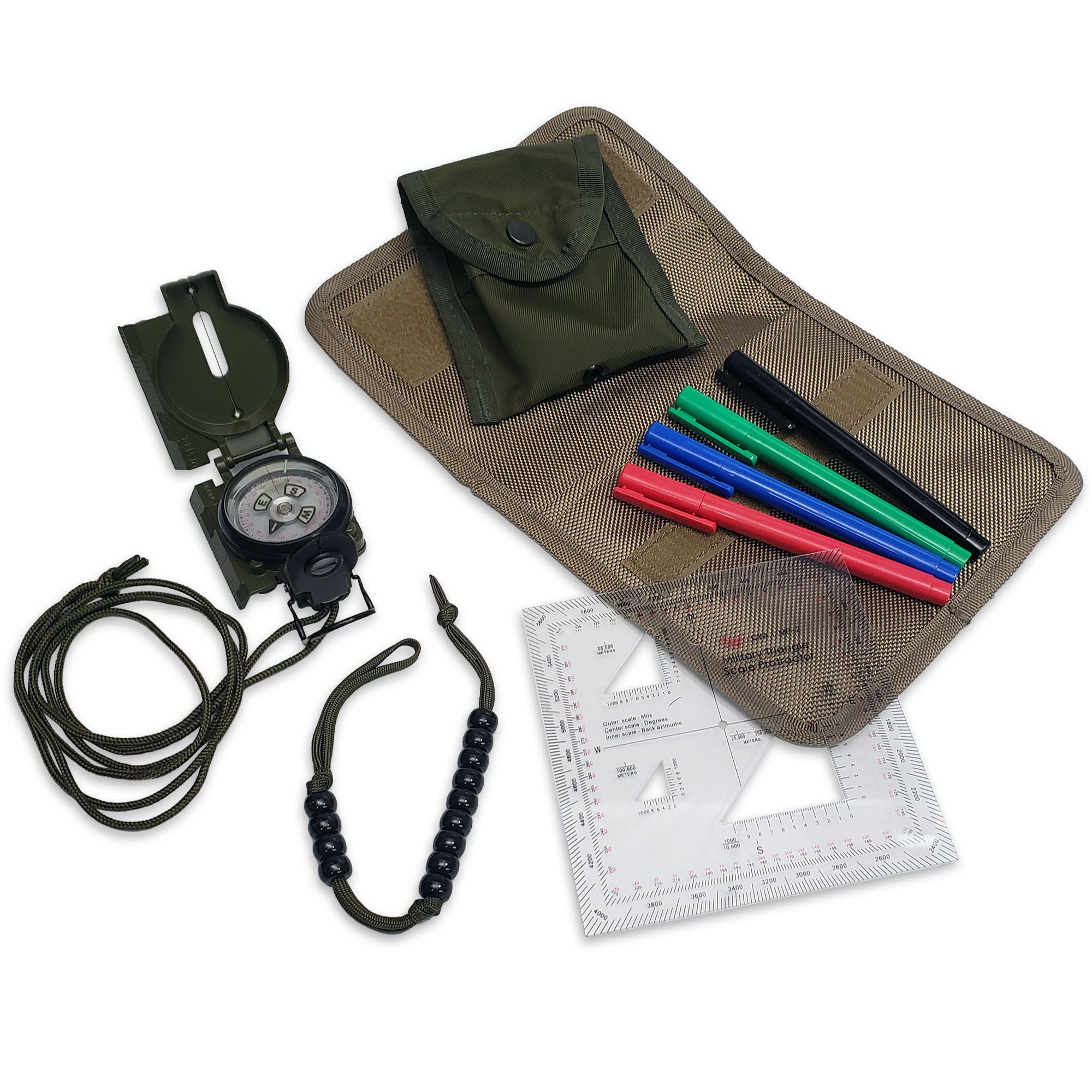 Compass Navigation Package - Traditional Military Lensatic Compass ...