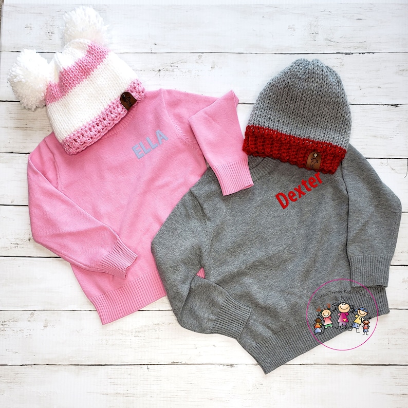 Baby Sweaters Toddler Personalize Sweater Girls Personalize Sweater Boys Custom Sweater Kids Embroidered Sweater Girls Pink Sweater