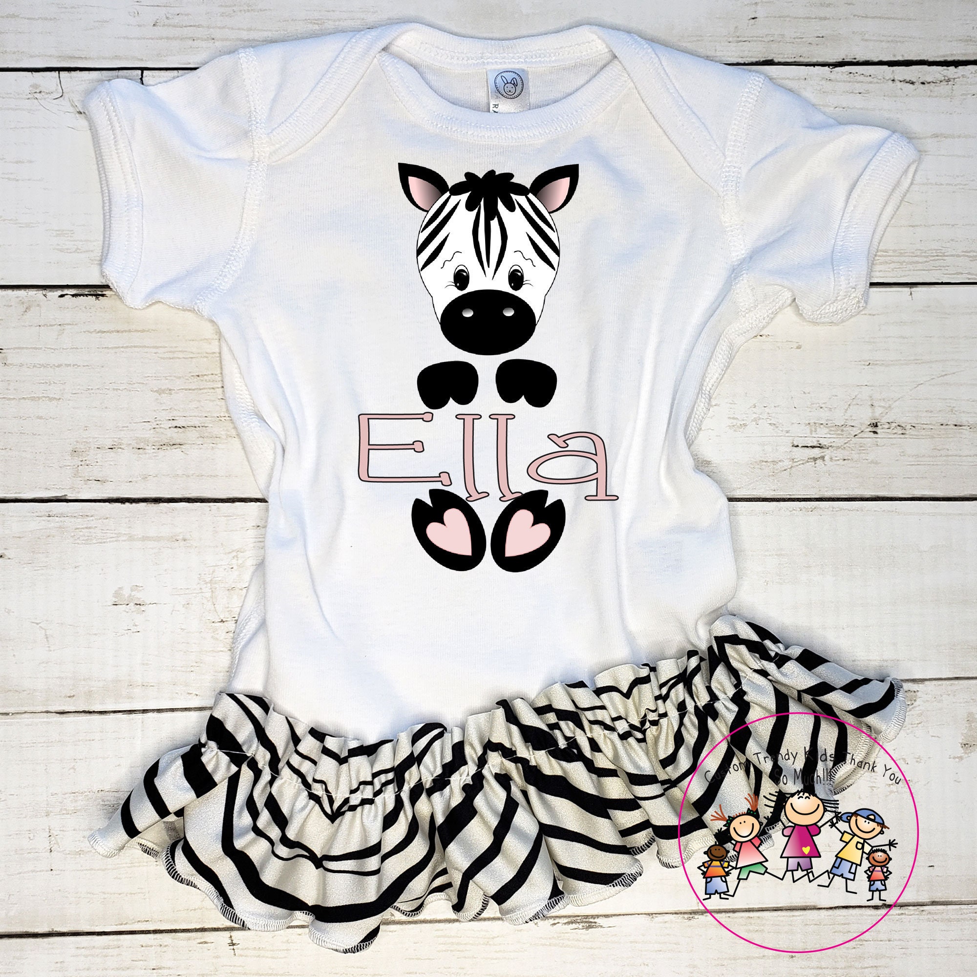 Personalize Zebra Onesie Dress Zebra Baby Bodysuit Baby Etsy