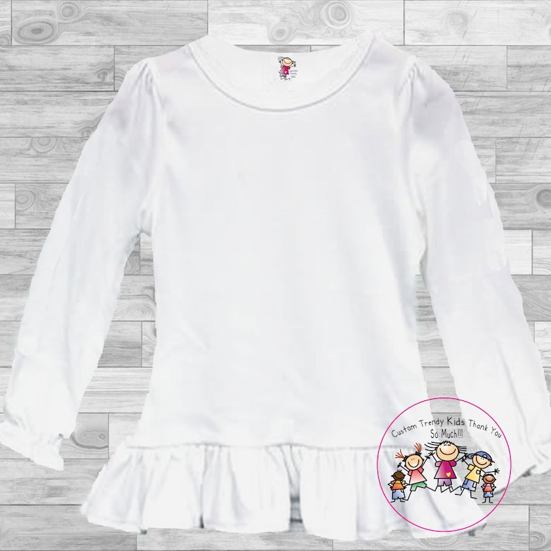 Girls Blank Long Sleeve Ruffle Shirt Toddler Blank Etsy