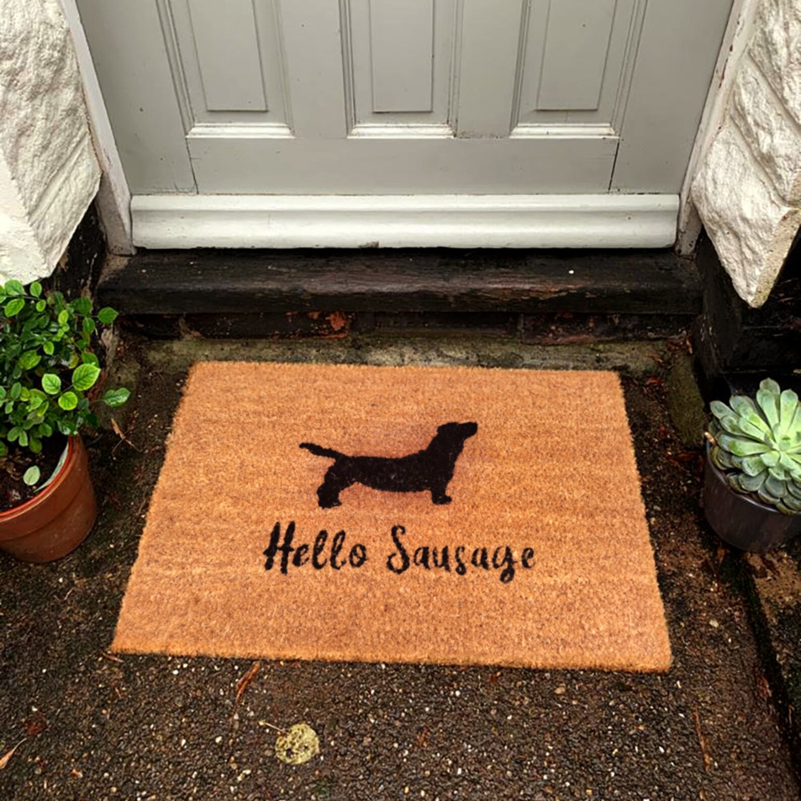 Hello Sausage Dog Natural Coir Doormat NonSlip Durable Etsy