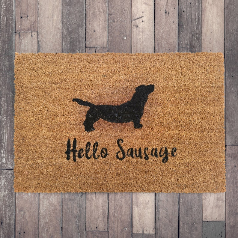 Hello Sausage Dog Natural Coir Doormat NonSlip Durable Etsy