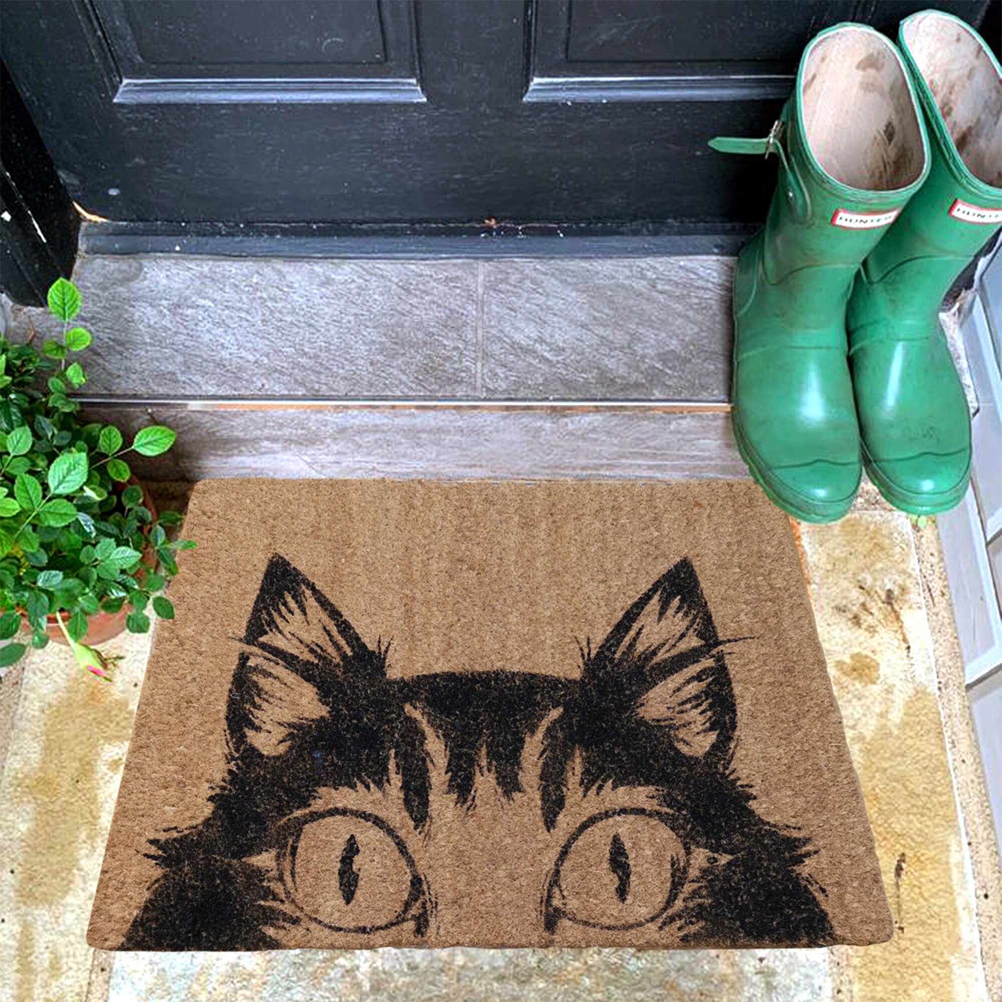 Peeping Cat Coir Doormat 100 Natural Eco Internal & External Etsy