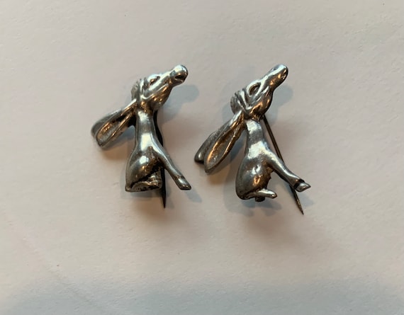 Vintage silver donkey pin - image 1