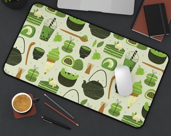 Kawaii Matcha Tea Deskmat: Japanese Food Mousepad