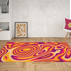 Purple Retro Wavy rug, Psychedelic Groovy 70s Rug, Swirl Trippy Rug, Area Rug for bedroom aesthetic, Retro rugs living room, Y2k décor Dorm