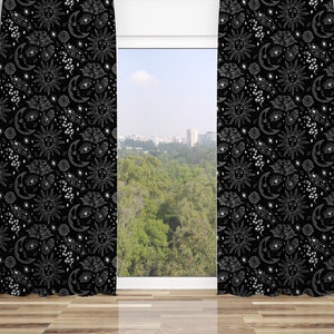 Mystical Moon Star Window Curtain Sheer & Blackout, Witchy sheer curtain, Tarot Astrology Celestial curtain, Gothic Aesthetic Room Decor