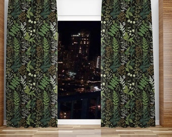 Fern Forest Curtain: Botanical Cottagecore Window Panel