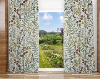 Forest Fern Blackout Curtain: Cottagecore Botanical Window Panel