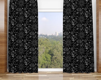 Mystical Moon & Star Curtain: Witchy Gothic Celestial Decor