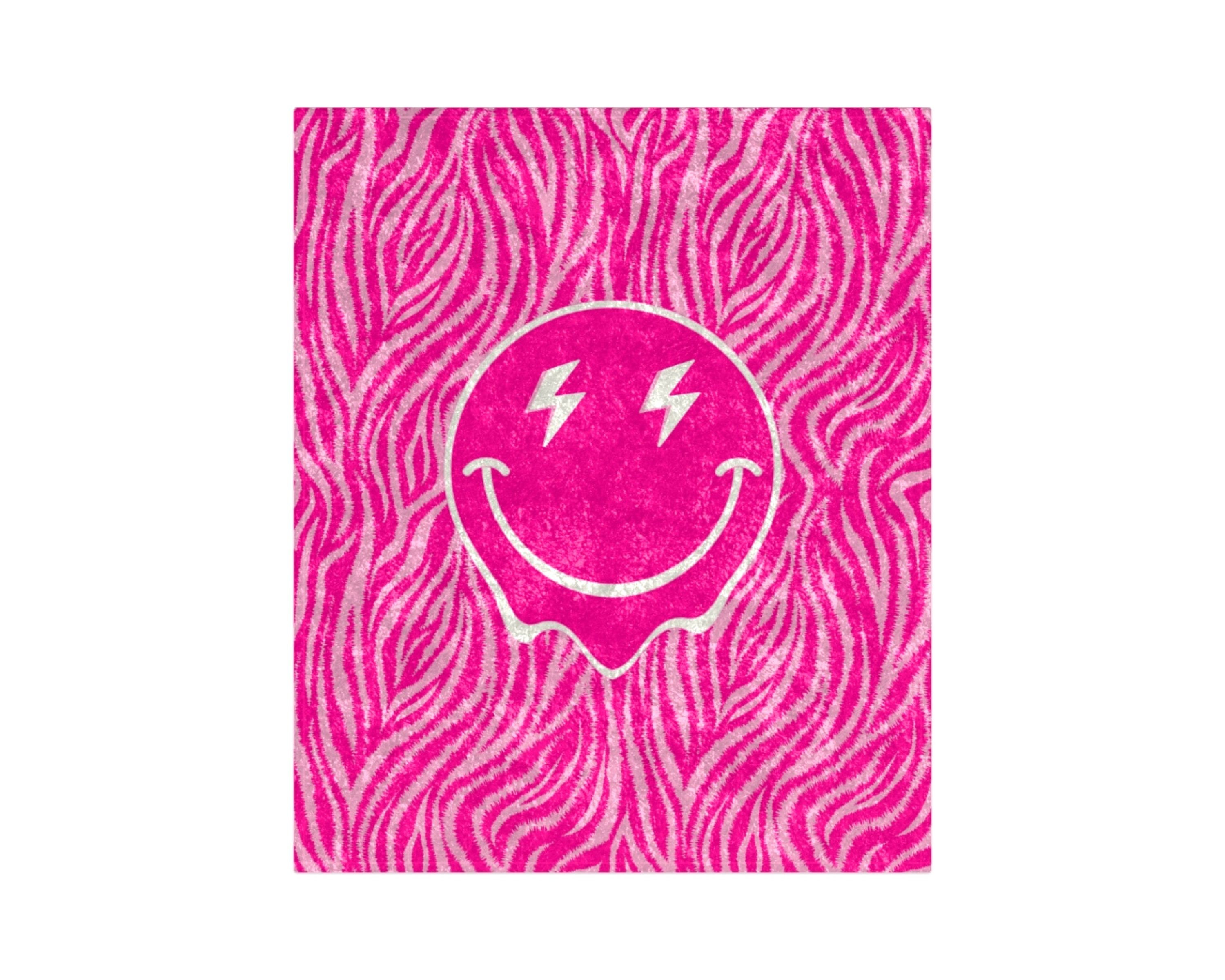 Pink Zebra Throw Blanket Velvet Smile Happy Face Blanket Etsy