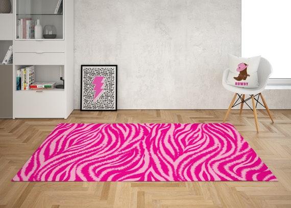 Pink Zebra Stripes Rug Preppy Room Decor Zebra Room Decor - Etsy