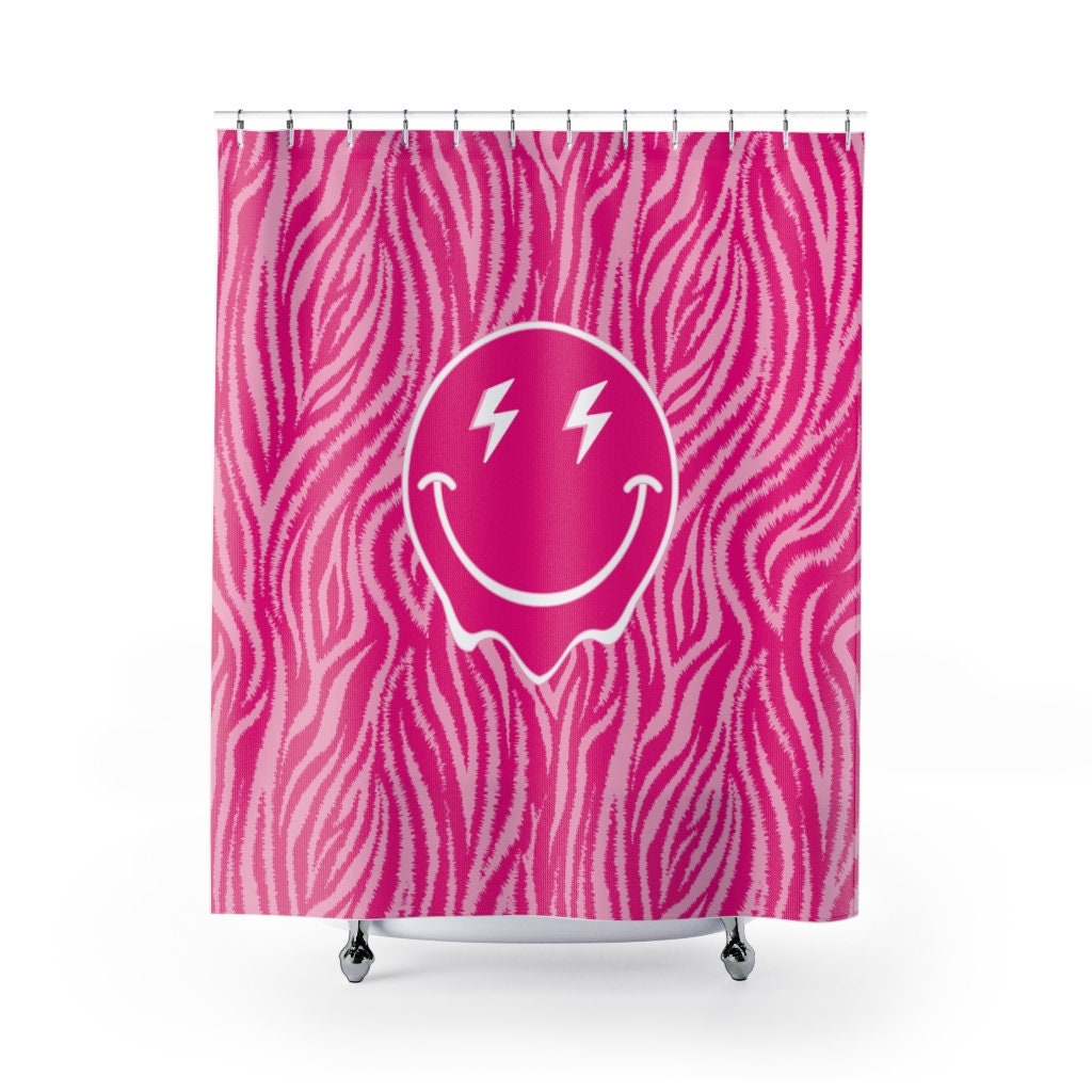 Hot Pink Zebra Smile Shower Curtain Smile Happy Face Pink Etsy