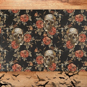 Floral Skull & Roses Rug: Dark Academia Cottagecore Decor