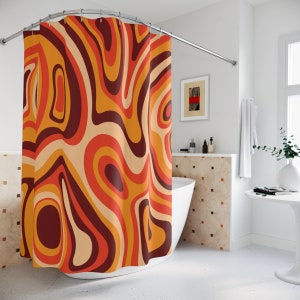Wavy Retro Shower Curtain, 70s shower curtain, Groovy shower curtain, Funky shower curtain, new apartment gift, bathroom décor college girl