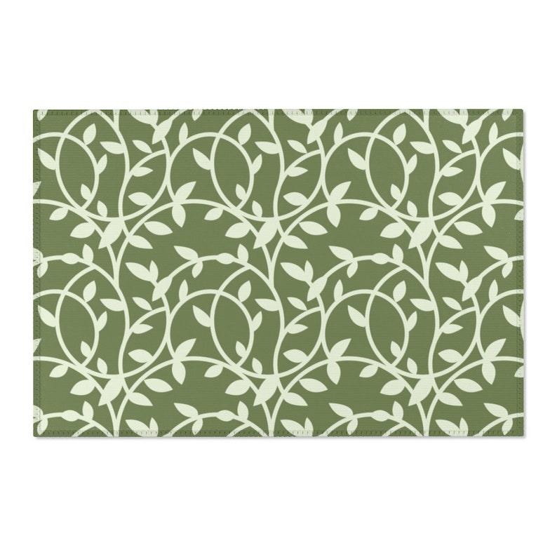 Sage Green Vine Rug Cottagecore Rug Botanical Leaf Rug Area Etsy