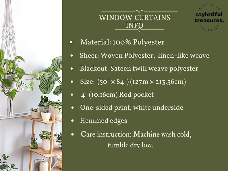 K&ouml;nnte beinhalten: Fenstergardinen aus 100 % Polyester, mit einer Gr&ouml;&szlig;e von 127 cm x 213,36 cm. Die Gardinen haben eine 10,16 cm Stangenaufnahme, einen einseitigen Druck, eine wei&szlig;e Unterseite und einen Saum. Pflegehinweise: Maschinenw&auml;sche kalt, Trocknergeeignet bei niedriger Temperatur.
