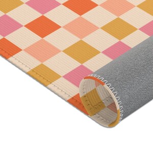 Colorful Checkered Rug, Checkerboard Rug, Groovy Rug, Funky 70s Rug ...