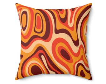Wavy 70s Throw Pillow: Groovy Retro Cushion