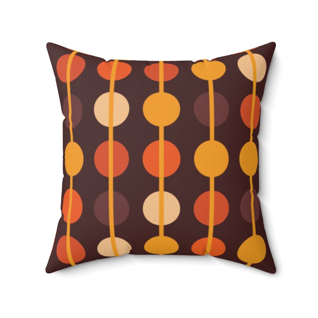 Brown Orange Retro Pillow & Covers 70s Throw Pillow Groovy Etsy